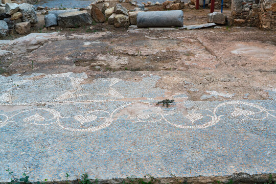 Ancient Mosaic Floor  at Syedra Archaeological Site, Turkey