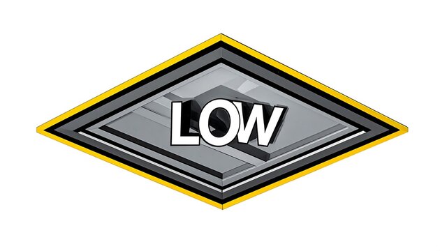 Yellow diamond low traffic warning sign.