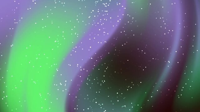 Glowing aurora borealis lights waving in a snowy night sky