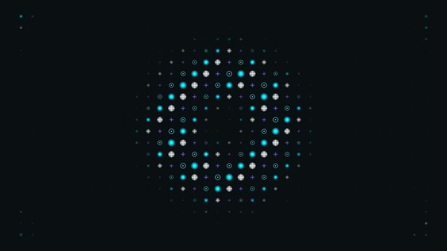 Modern digital dot matrix grid with glowing nodes, representing big data processing, artificial intelligence, and futuristic technology network.