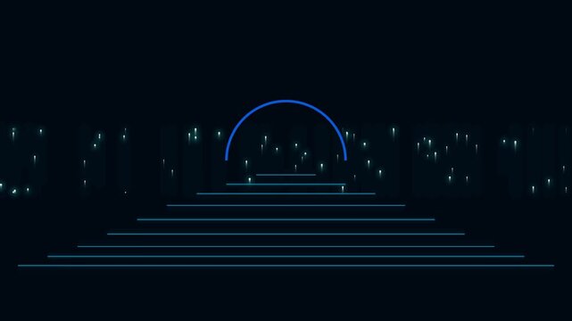 Abstract digital background with glowing blue lines and light particles