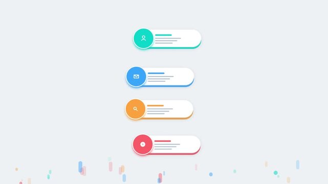 Set of four colorful infographic elements with icons and text placeholders