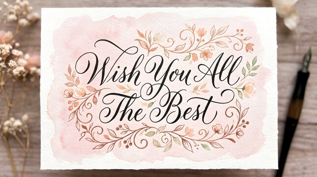 Elegant calligraphy wish you all the best greeting card with floral illustration