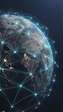 Cinematic LEO constellation connecting global broadband networks over Earth
