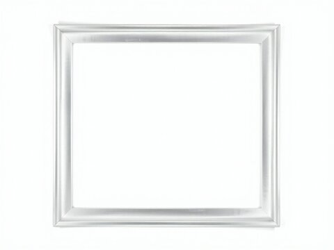 Empty silver picture frame with a classic rectangular border