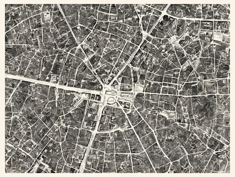 An artistic monochrome poster-style map of Bucharest's city center, Romania, designed for artistic appeal.