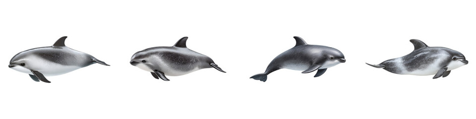 Fototapeta premium Dusky Dolphin Collection: Marine Mammal Variety on a Clean White Canvas