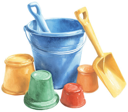 Water color illustration of Sand Toy Set on transparent background