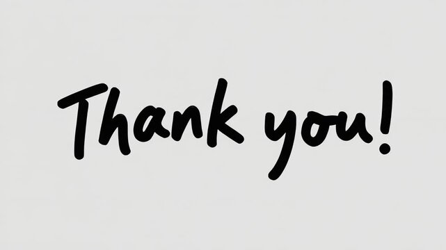 Handwritten Thank You Text Animation on White Background