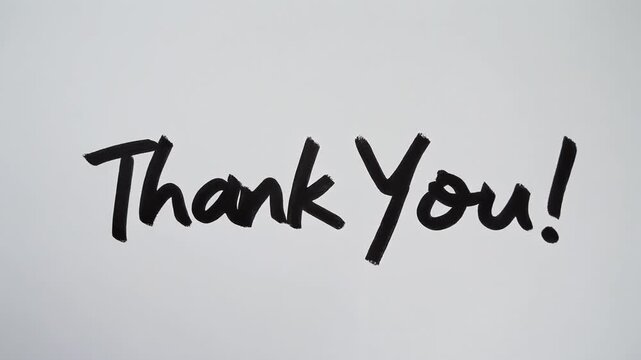 Animated Thank You Lettering on White Background