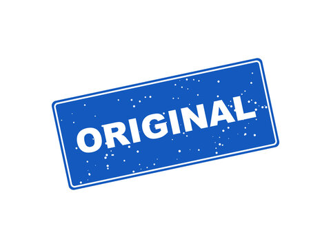 Blue grunge stamp with original text isolated on black background