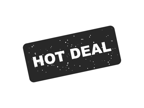 Grunge rubber stamp with hot deal text on black background