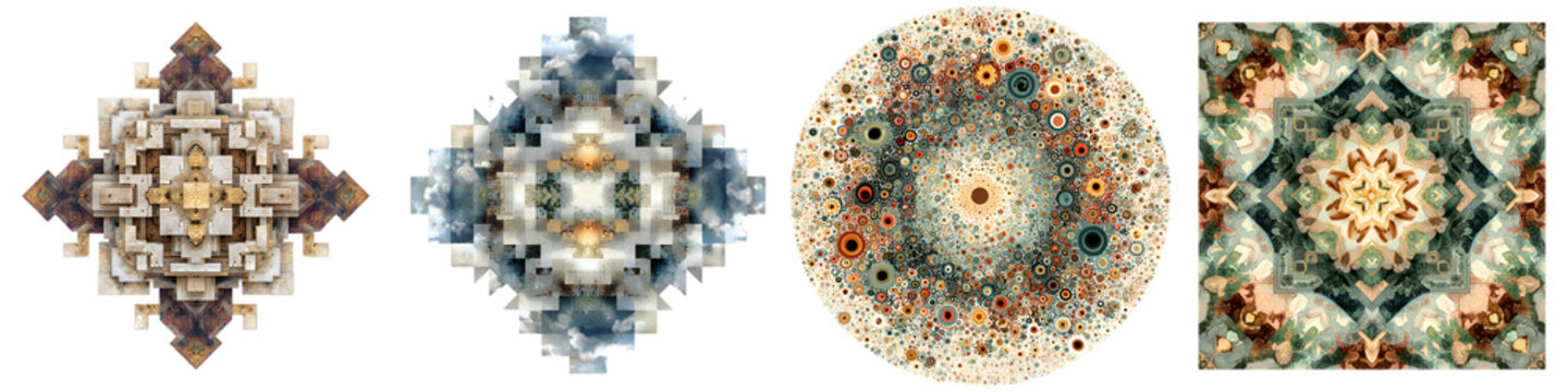Abstract Kaleidoscope Patterns: Geometric and Organic Textures