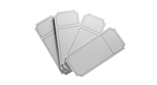 Set of blank event tickets isolated on transparent background