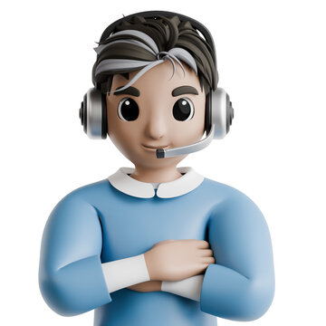 Confident Service Representative 3D Illustration