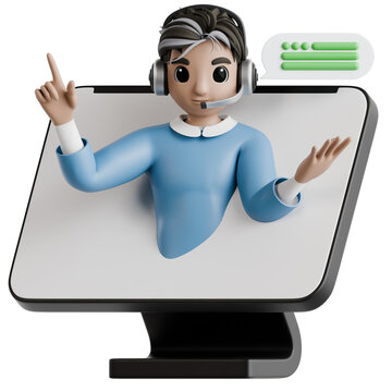 Virtual Help Center 3D Illustration