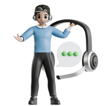 Headset Communication Support 3D Illustration