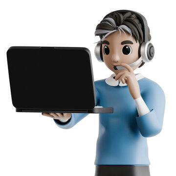 Presentation Screen Assistant 3D Illustration