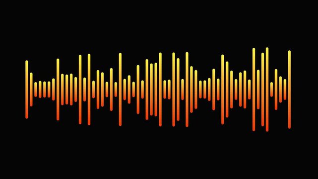 Vertical bar sound wave graphic equalizer animation with orange gradient colors