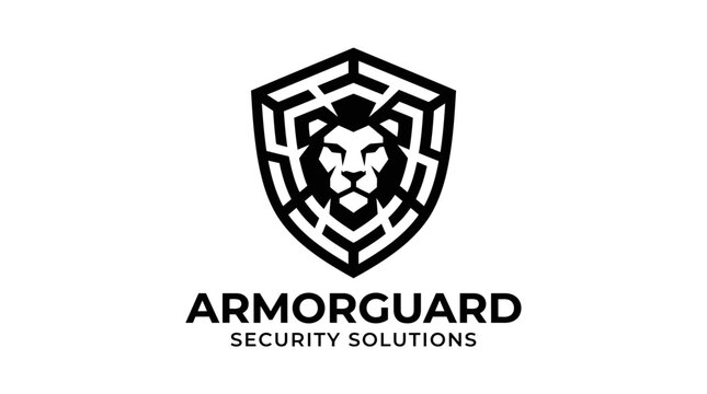 Modern lion shield logo for security company branding