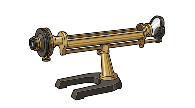 Vintage brass spectroscope scientific instrument isolated on a white background.