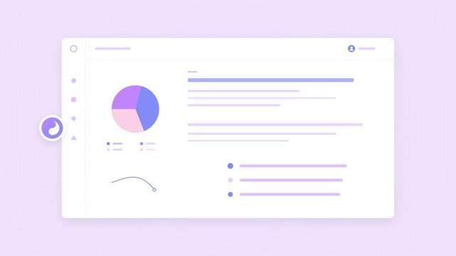 Minimalist business dashboard interface with animated data charts and graphs