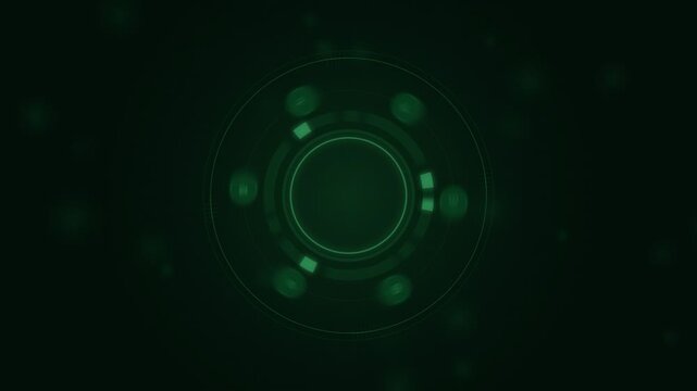 Green digital futuristic circle interface with root 48 text display