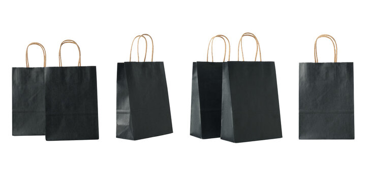 Black Friday. Black shopping bags stand ready for eager shoppers, PNG