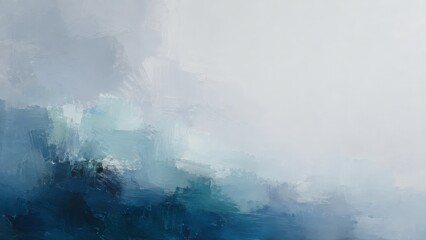 Fototapeta premium Blue and White Oil Painting Landscape with Mist
