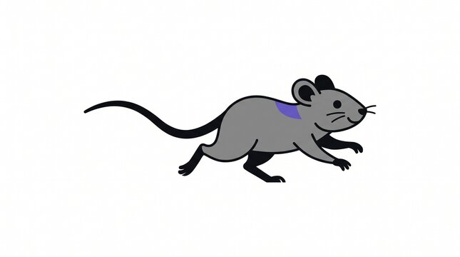 Cute Cartoon Mouse Running Isolated on White Background