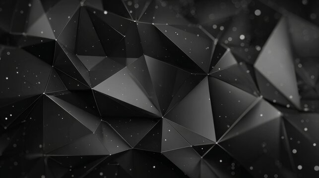 Abstract geometric black background with triangles, modern minimalist geometric pattern, dark elegant backdrop with sharp triangular shapes, contemporary abstract design, sleek black texture, futurist