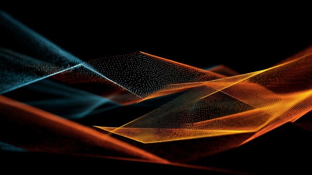 Abstract geometric lines on black background, modern minimalist geometric design with elegant flowing shapes, sleek contemporary pattern, subtle visual texture, sophisticated dark backdrop, futuristic