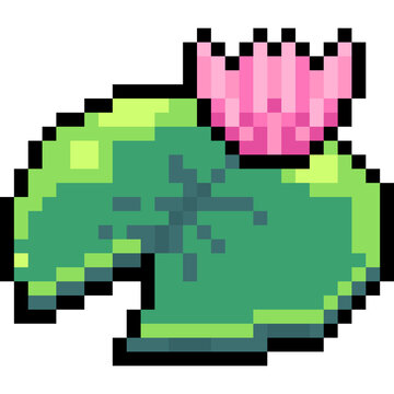pixel art of lily pad with water lily flower