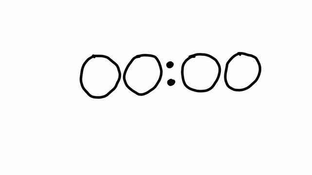 Hand drawn five second countdown timer. 4K horizontal video.
