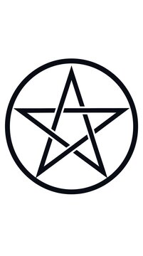 Minimalist black pentagram star symbol enclosed in a circle on a white background with pentagram geometric esoteric mystical minimalist