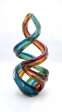 Abstract multicolored spiral twisted glass sculpture centerpiece with sculpture abstract multicolored decoration colorful transparent