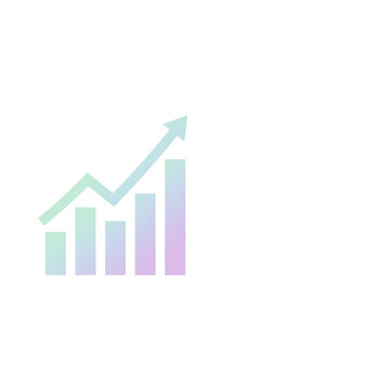 Flat illustration of an upward growth chart with rising bars and a trend line in pastel gradient, copy space right