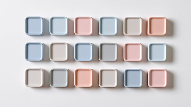 Rows of Rounded Pastel Blocks on a White Background