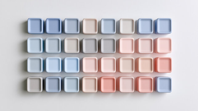 Colorful Raised Square Tiles Organized in Repeating Rows