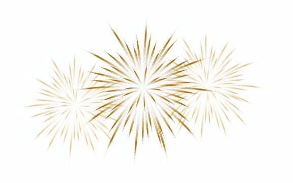 Golden firework burst isolated on white background