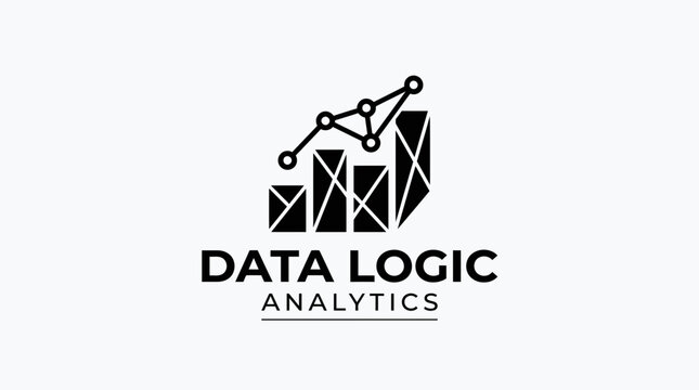 Minimalist data analytics logo with bar chart and nodes