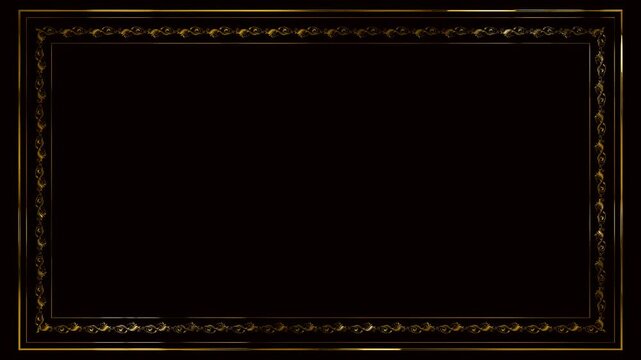 gold frame with clipping path on the green screen background