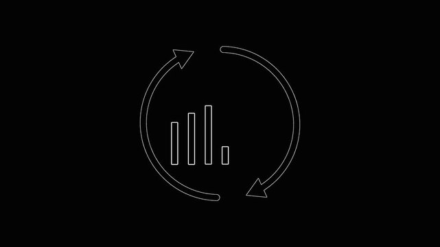Animated bar chart growth cycle financial progress and data analysis loop