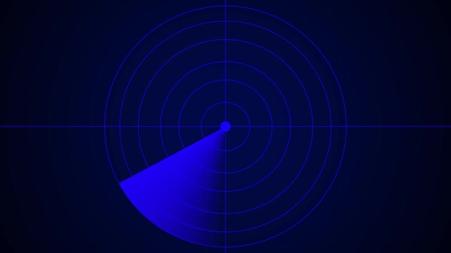 Digital radar screen animation with scanning beam, futuristic sonar interface for technology and military surveillance concepts