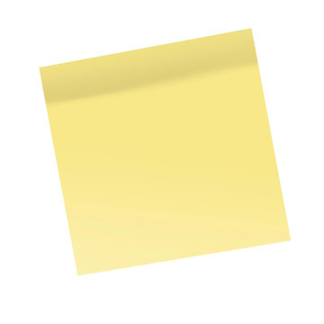 A blank yellow sticky note memo paper isolated on transparent background