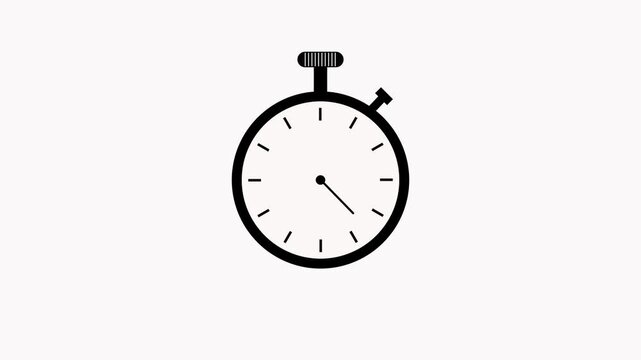 Classic black and white stopwatch with a single hand pointing to the start position on a clean white background symbolizing timekeeping and precision.