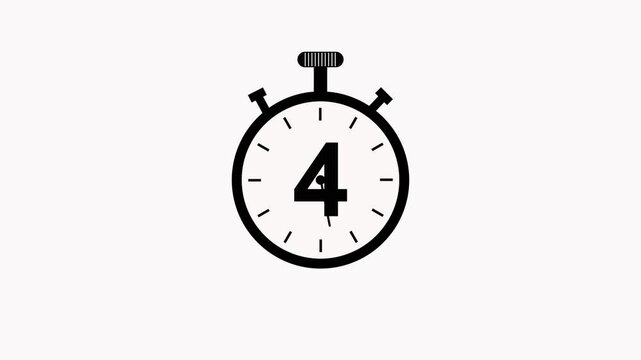 Black and white stopwatch displaying the number nine on its dial with hands pointing to the start on a plain white background representing a countdown or specific.