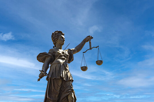 statue of lady justice - Justitia -in Frankfurt with scale and swordv