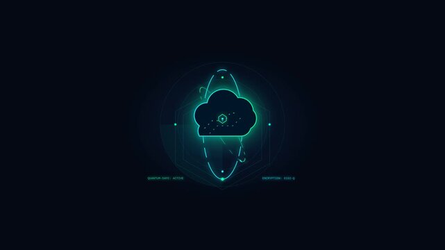 Digital Cloud Computing Icon with Futuristic HUD Interface and Data Visualization Elements for Technology Concepts
