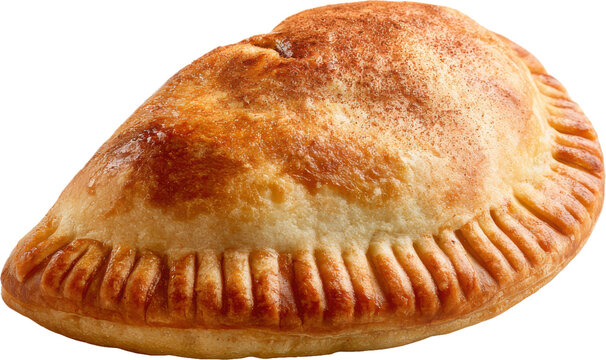 Rustic golden baked pumpkin pasty with crimped edges.
